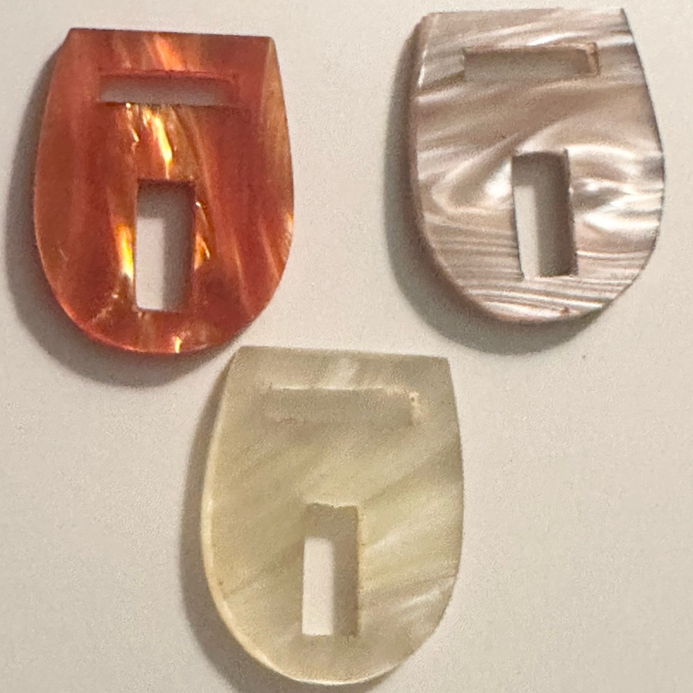 Lot 3 Vintage LUCITE/Celluloid HandBag Purse Closures Only Parts Mother of Pearl